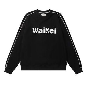 Waikei Round Neck Contrasting Color Sweatshirt With Letter Print